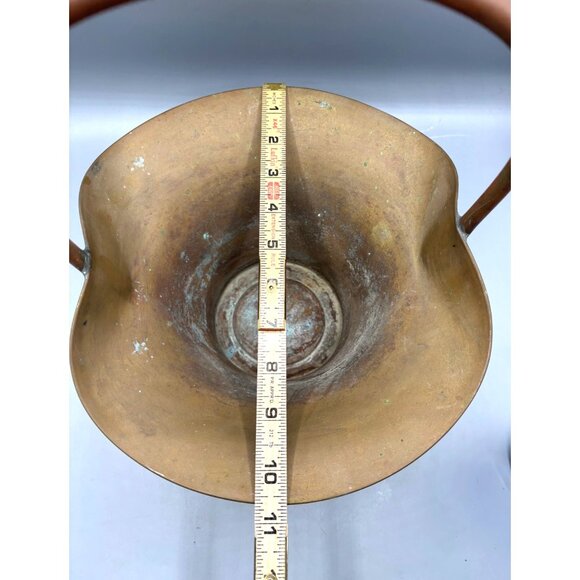 Vtg Brass Basket Planter Copper Handle Decorative‎ Rustic - Picture 8 of 9